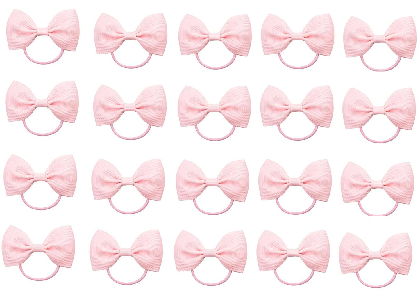 20Pcs Baby Girl Toddlers Hair Bows, Mini Elastic Hair Ties Accessories Bow Ponytail Holder Rubber Hair Bands for Girls Kids Teens (Pink, One Size)