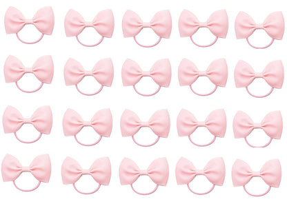20Pcs Baby Girl Toddlers Hair Bows, Mini Elastic Hair Ties Accessories Bow Ponytail Holder Rubber Hair Bands for Girls Kids Teens (Pink, One Size)