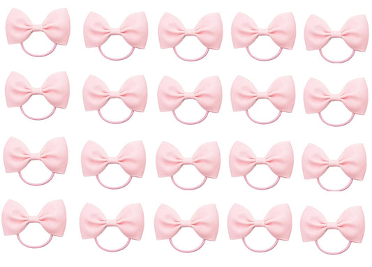 20Pcs Baby Girl Toddlers Hair Bows, Mini Elastic Hair Ties Accessories Bow Ponytail Holder Rubber Hair Bands for Girls Kids Teens (Pink, One Size)