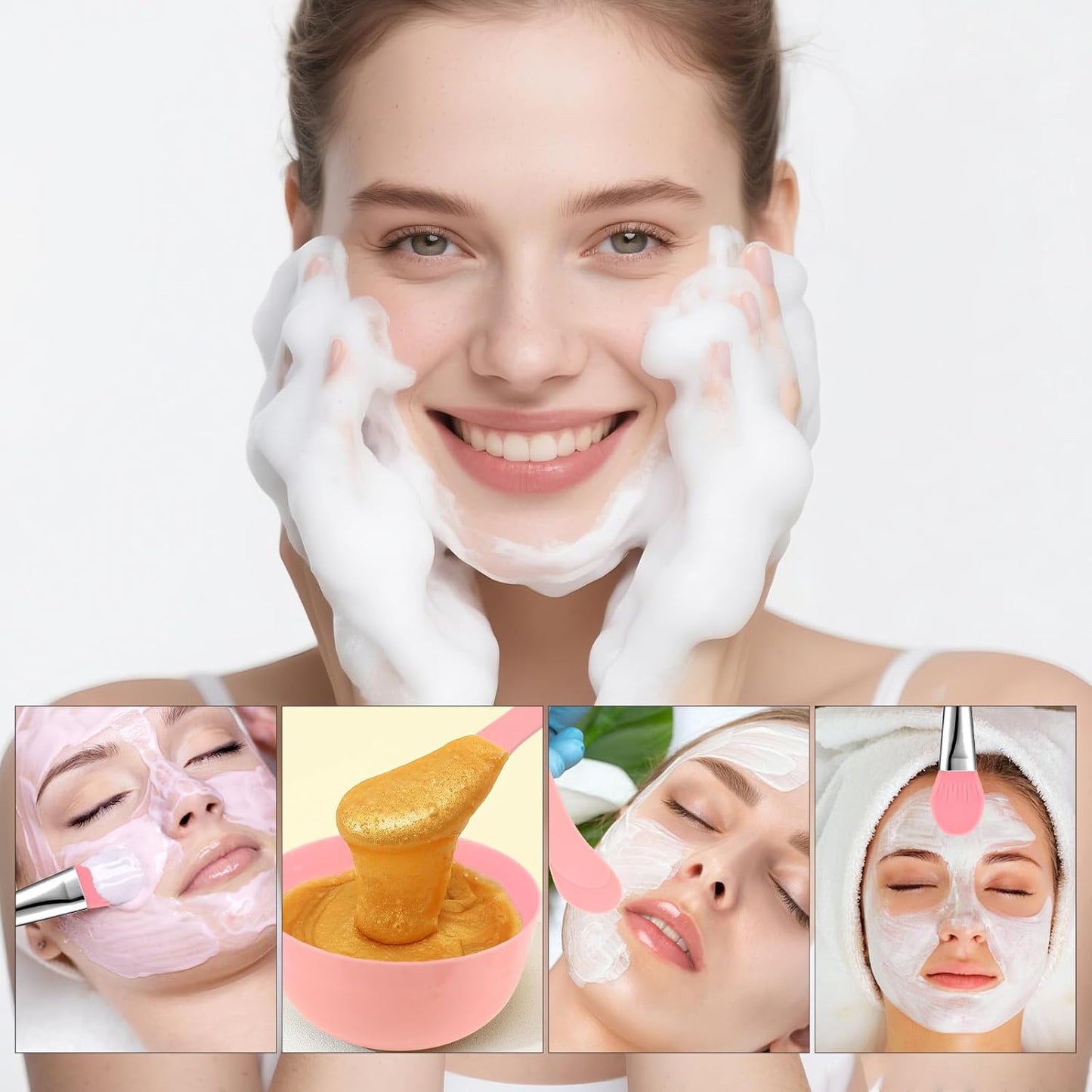 Face Mask Mixing Bowl Set, 16 Pcs DIY Facemask Mixing Tool Kit with Facial Mask Bowl Stick Spatula Silicone Brush (Pink)