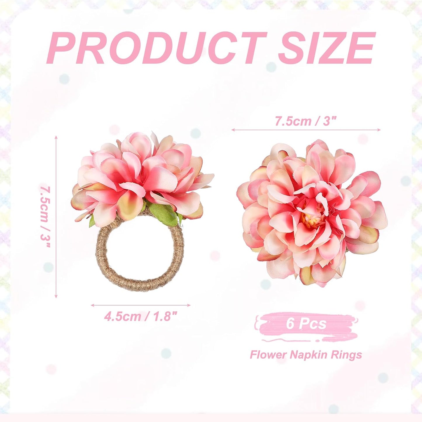 uxcell 4Pcs Flower Napkin Rings, Handmade Chrysanthemum Napkin Ring Holders Buckles Table Decorations for Christmas Thanksgiving Valentine Decor Wedding Parties, Banquet, Home, Pink