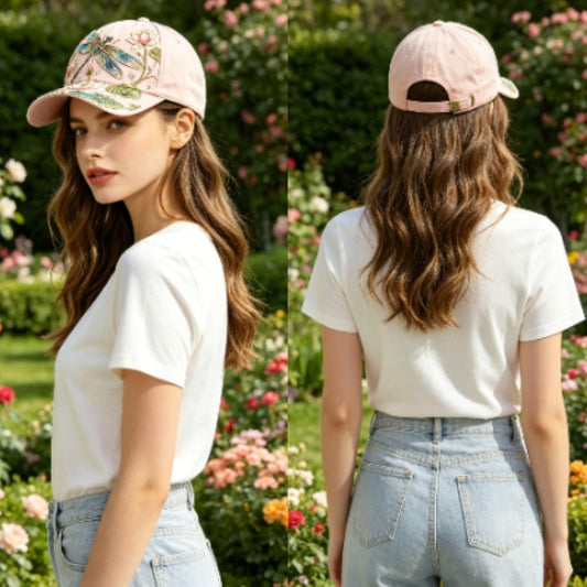 Floral Embroidered Baseball Caps for Women Sparkle Cottagecore Gardening Hats Fashion Travel Dad Hat