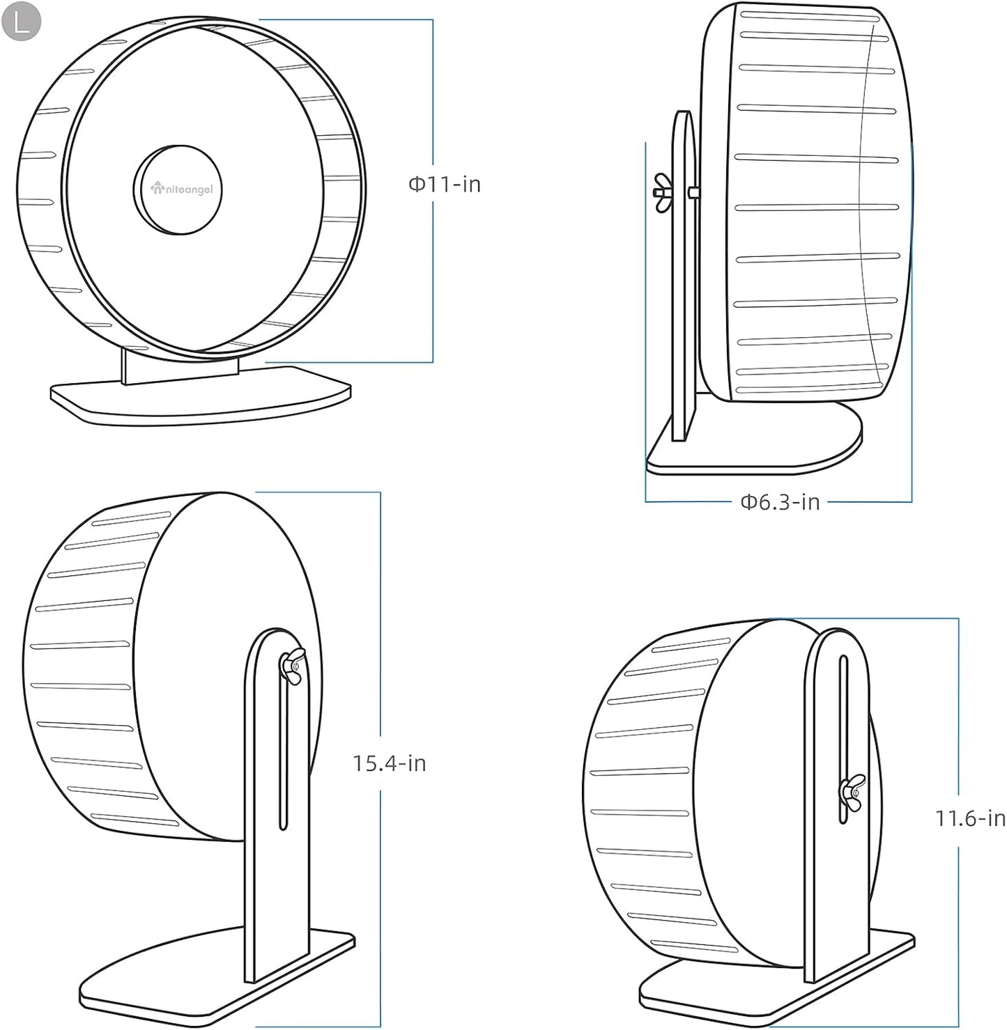 Niteangel Super-Silent Hamster Exercise Wheels: - Quiet Spinner Hamster Running Wheels with Adjustable Stand for Hamsters Gerbils Mice Or Other Small Animals (L, Pink)