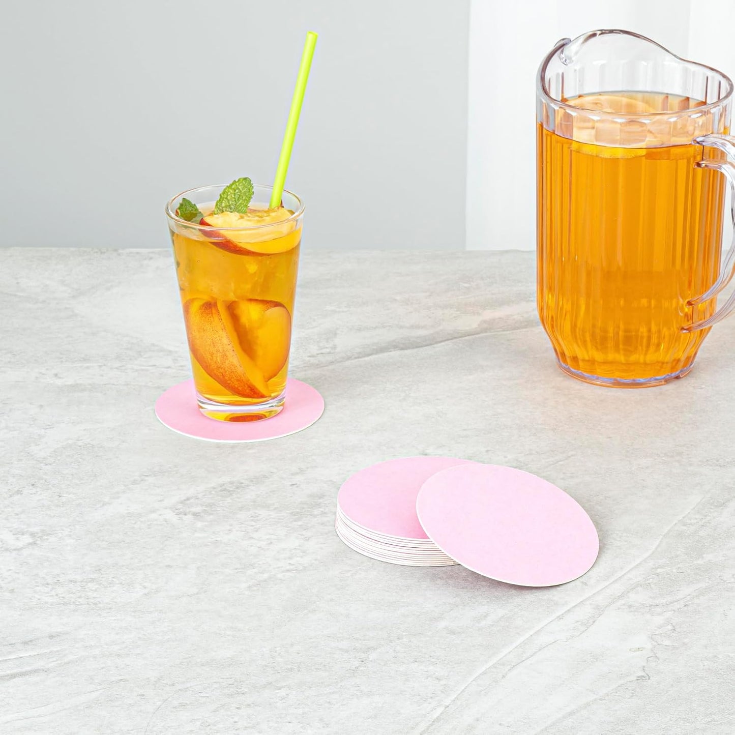 Restaurantware Drink Coaster 100 Count 4 Inch Super Absorbent Disposable Bar Coasters Tear-Resistant Reusable Drink Coasters High-Density Pulpboard Pink