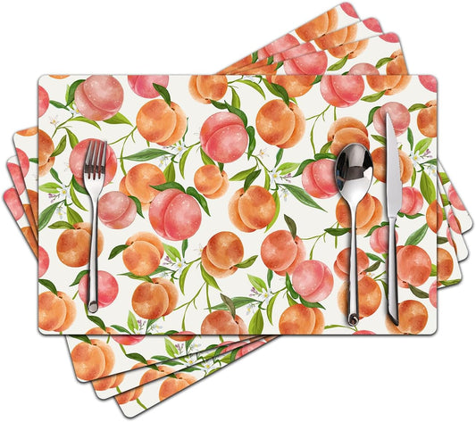 Placemats Set of 4 - Faux Leather Heat Resistant Placemats for Dinner Table, Non-Slip Waterproof Oil-Proof Washable Reusable Placemat for Indoor Outdoor Kitchen Decor, 15.75In*11.81In