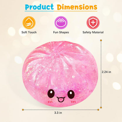 Sugar Dumpling Squishy,Viral Bao Bun Squishy Dumling Mystery Box,Stress Relief Fidget Squeeze Toy for Holiday & Birthday Gifts (Pink)