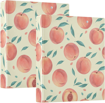 3 Ring Binder Pastel Color Peach Fruit 1.5 inch Binders Three Ring Binders with Clipboard Fit 8.5'' x 11'' Paper 3 Interior PVC Clear Pockets for Office Supplies