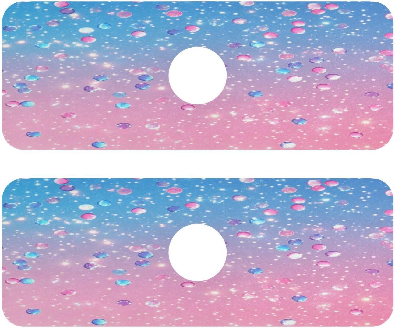 Cute Light Pink Blue Gradient Flashing Glitter Faucet Drying mat Silicone Kitchen Faucet Mat Sink Splash Guard Drip Catcher Dish Soap Sponge Holder for Guard Bathroom Farmhouse M