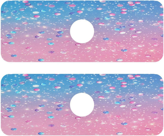 Cute Light Pink Blue Gradient Flashing Glitter Faucet Drying mat Silicone Kitchen Faucet Mat Sink Splash Guard Drip Catcher Dish Soap Sponge Holder for Guard Bathroom Farmhouse M