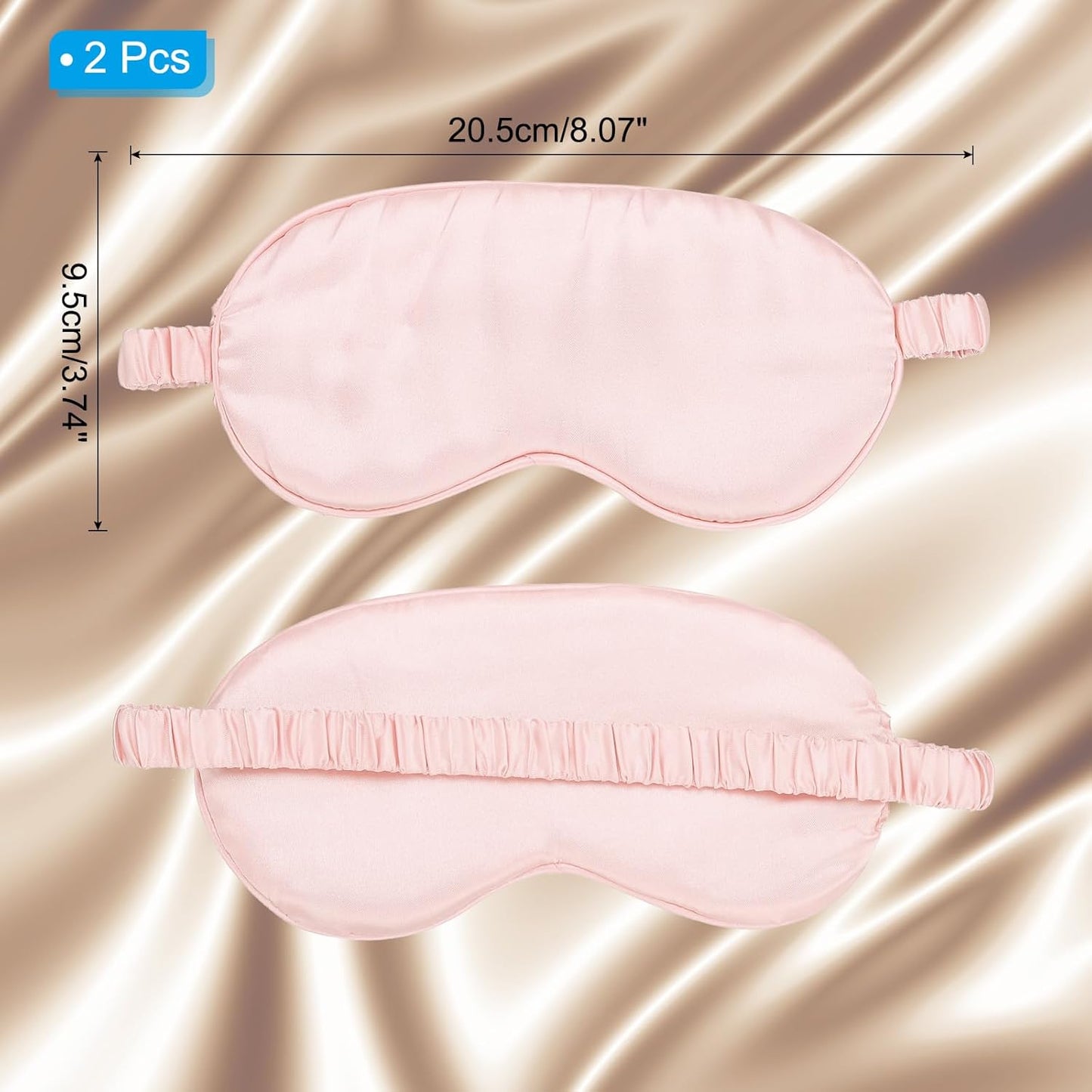 PATIKIL Silk Sleep Mask, 2 Pack Soft Satin Eye Protective Mask Blackout Eye Cover with Elastic Straps for Side Sleeping Women Men Travel, White Pink