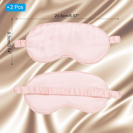 PATIKIL Silk Sleep Mask, 2 Pack Soft Satin Eye Protective Mask Blackout Eye Cover with Elastic Straps for Side Sleeping Women Men Travel, White Pink
