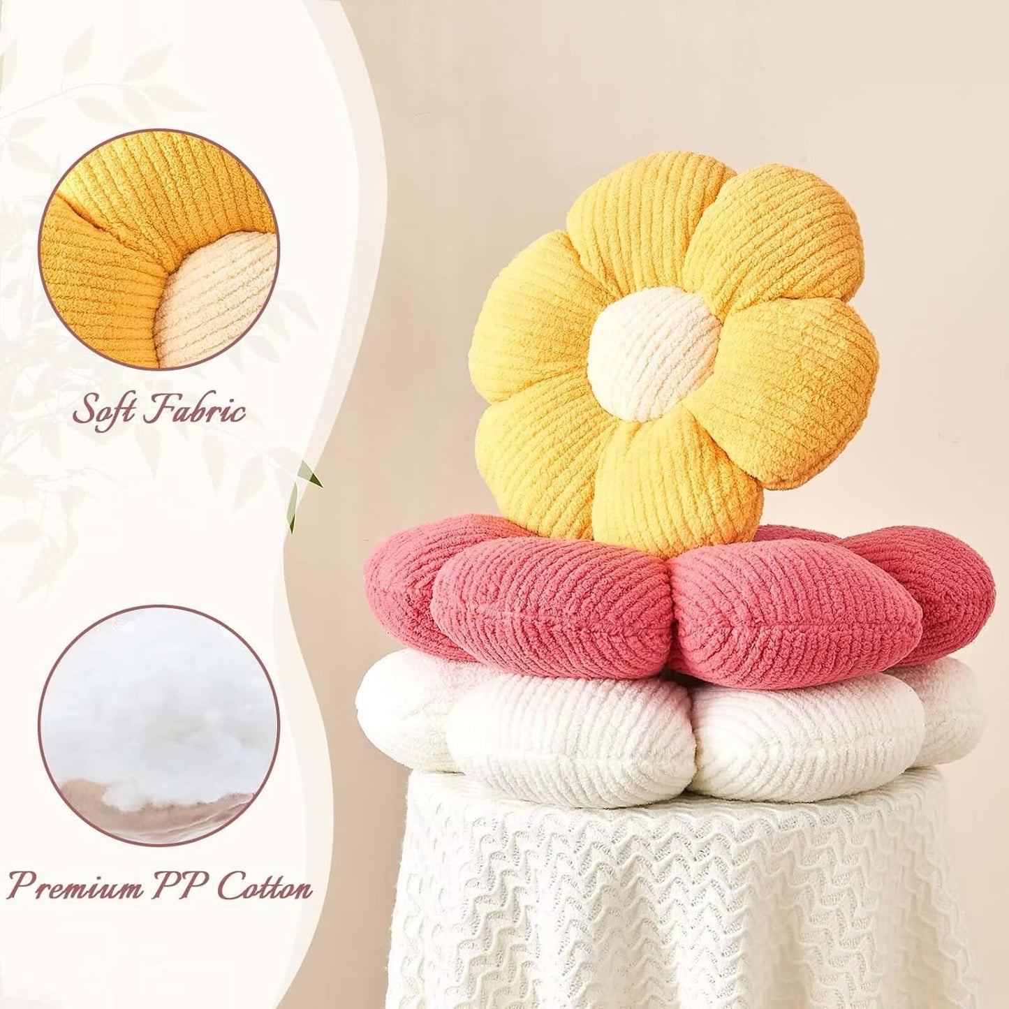 Kcvvcr Flower Throw Pillow, Soft Peach Pink 14.9" Shaped Floor Pillow for Home Decor, Cute Aesthetic Plush Decorative Pillows for Bed, Sofa, Couch