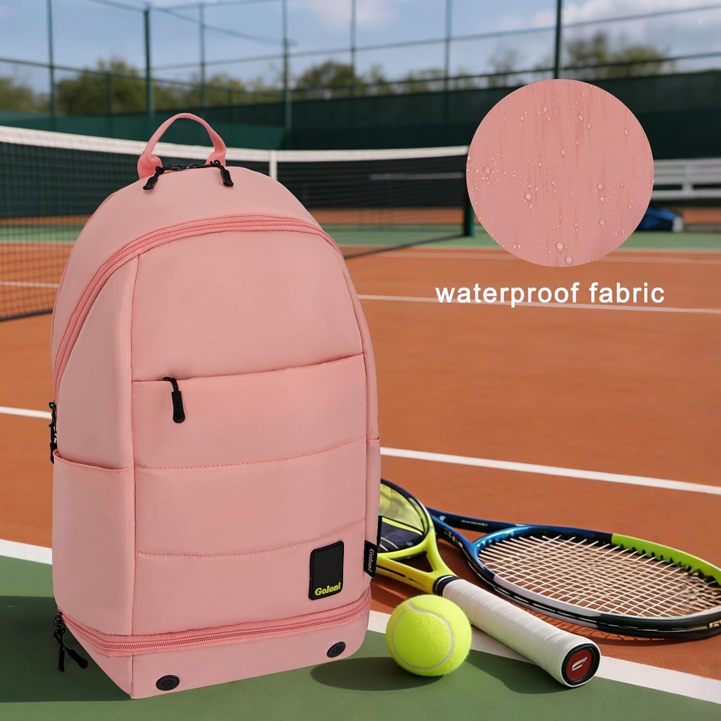 Goloni Tennis Backpack for Women, Holds 2 Rackets with Shoe Compartment