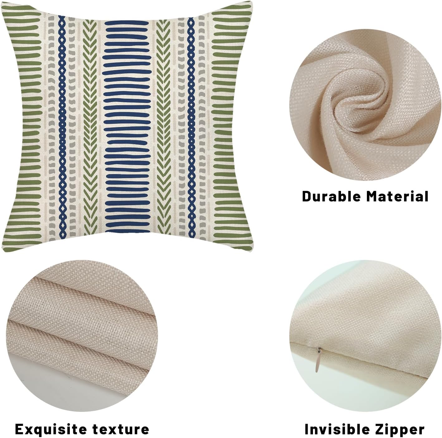 Pink Sage Green Pillow Covers 18x18 Inch 2 Pcs Boho Preppy Polka Dots Striped Decor Throw Pillows Modern Geometric Outdoor Farmhouse Decoration Pillowcase Linen Cushion Cover for Couch Sofa