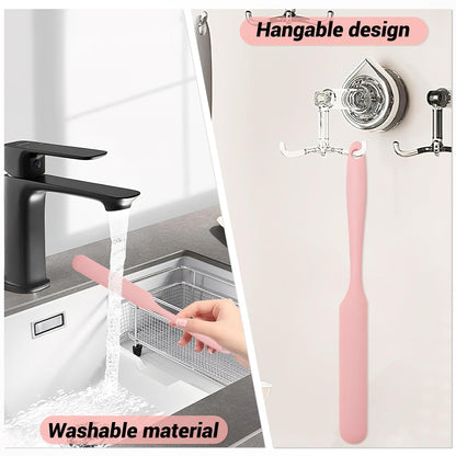 12PCS Pink Silicone Jar Spatulas, Long Handle Heat Resistant Butter Stirrer, Flexible Small Scraper for Kitchen Cooking Cake Making and Baking Use