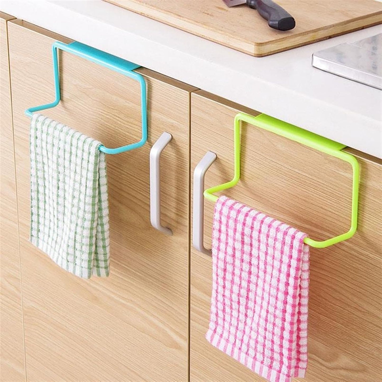 1/2Pcs Plastic Hanging Holder Multifunction Towel Rack Cupboard Cabinet Door Back Home Storage Organizer Kitchen Accessories(Pink,1pc)