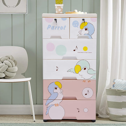 Gdrasuya10 Dresser Storage Tower, 6 Drawers Tall Dresser Organizer Plastic Organizer Unit for Bedroom Hallway Entryway Closets (Pink)