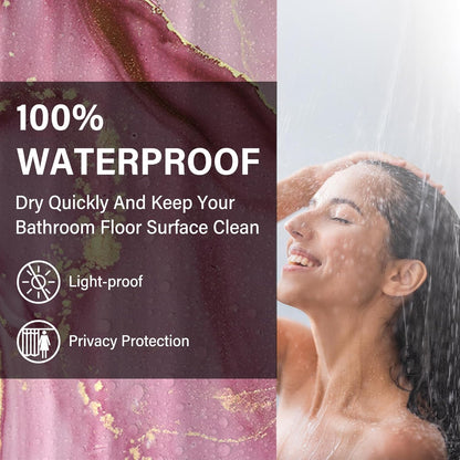 KAIRA Pink Marble Pattern Shower Curtain, 72" W x 72" L, Waterproof and Durable Polyester Fabric, Easy to Clean, Modern Aesthetic Ink Texture Shower Curtain Set with Hooks