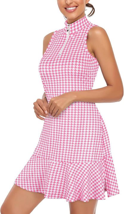 Cucuchy Womens Golf Tennis Dress Sleeveless Athletic Sports Workout Dresses
