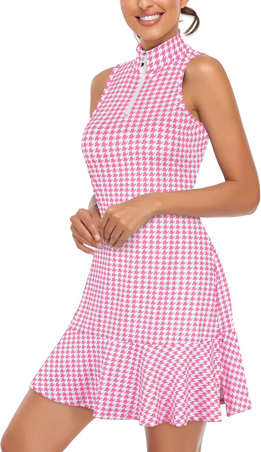 Cucuchy Womens Golf Tennis Dress Sleeveless Athletic Sports Workout Dresses