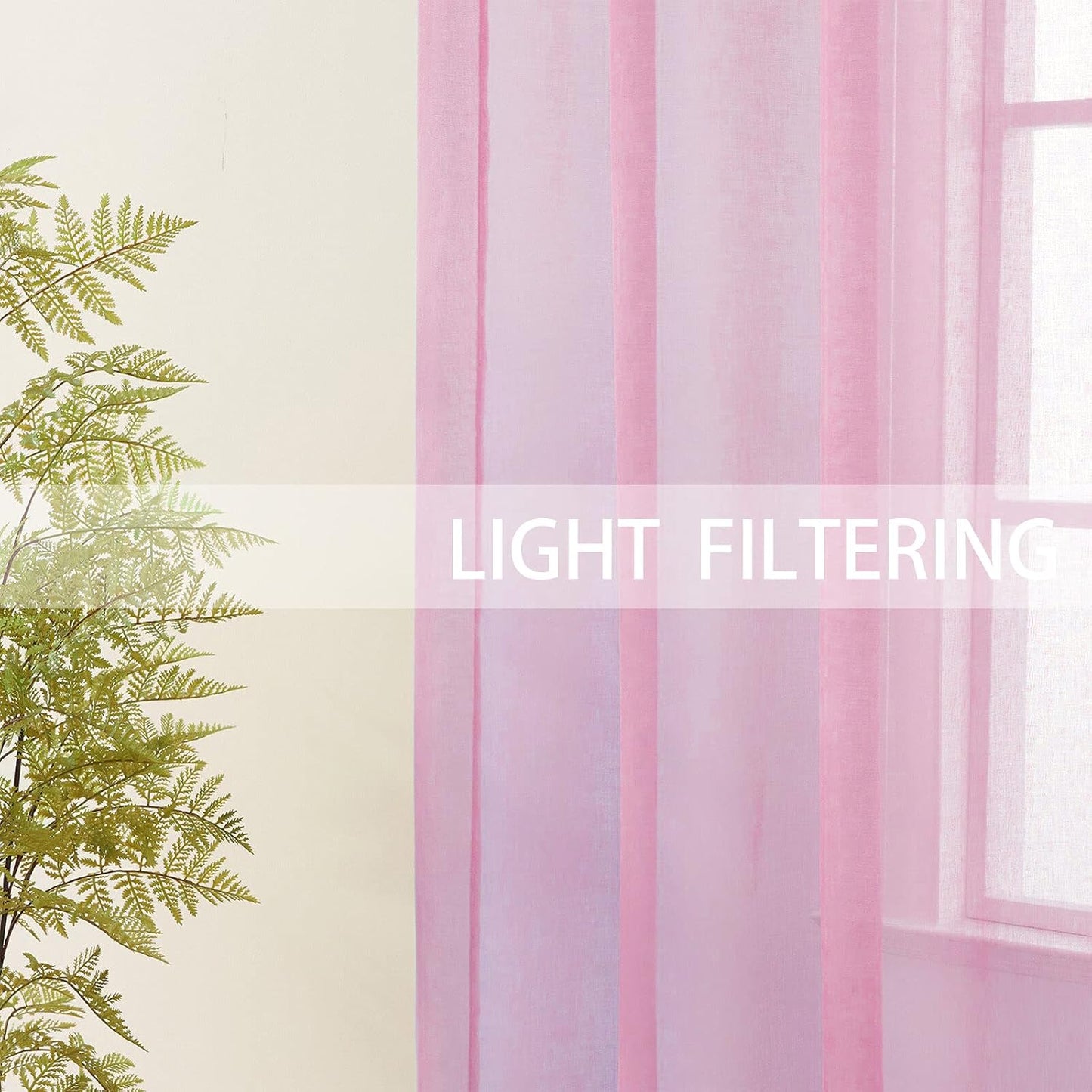 UPOPO Pink Valance 15 inches Long Sheer Curtain Valance Living Room Bedroom Kitchen Voile Transparent Light Filtering Valance Curtain Small Short Door Window Treatment 2 Panels Rod Pocket
