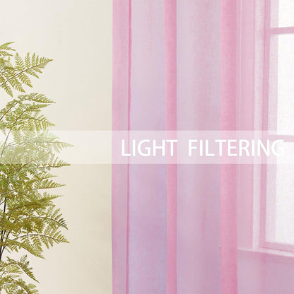 UPOPO Pink Valance 15 inches Long Sheer Curtain Valance Living Room Bedroom Kitchen Voile Transparent Light Filtering Valance Curtain Small Short Door Window Treatment 2 Panels Rod Pocket