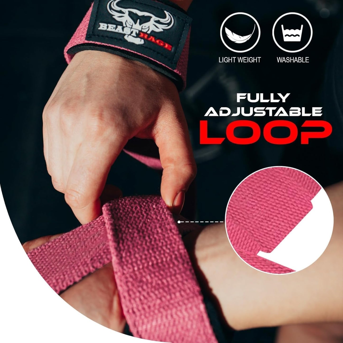 BEAST RAGE Lifting Wrist Straps for Weightlifting, Straps Gym Grip Power Workouts Lifting Straps Padded Neoprene & Premium Cotton Men Women, Deadlift Bodybuilding Exercise Lifting Straps