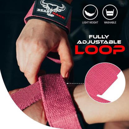 BEAST RAGE Lifting Wrist Straps for Weightlifting, Straps Gym Grip Power Workouts Lifting Straps Padded Neoprene & Premium Cotton Men Women, Deadlift Bodybuilding Exercise Lifting Straps