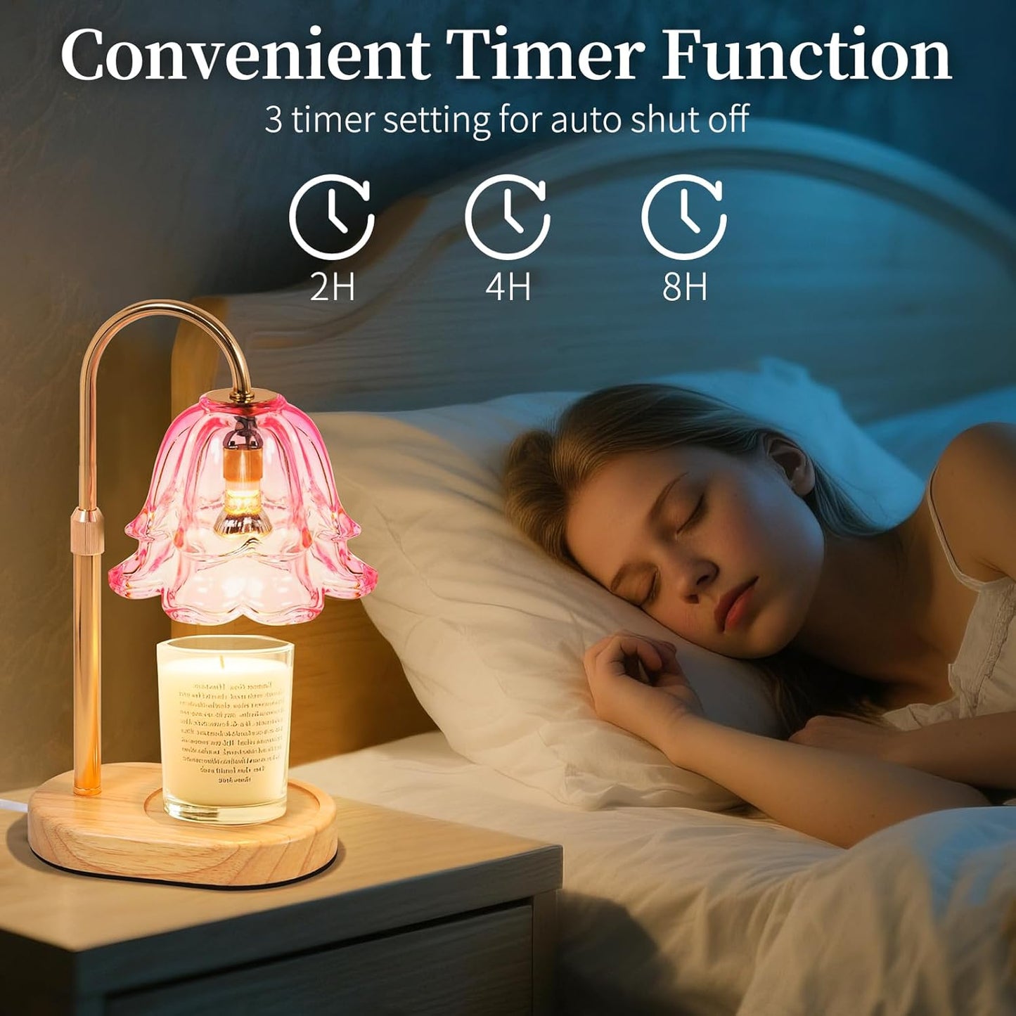 Flower Candle Warmer Lamp with Timer - Dimmable Electric Candle Warming Lamps, Adjustable Wax Melter Wamers Light for Jar Candles, Birthday Gifts for Women, Christmas New Home Decor