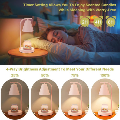Pink Candle Warmer Lamp - with Timer & Dimmer, Cozy for Women Mom, Modern Home Decor House Warming Gifts Wax Melt Warmer for Scented Jar Candles