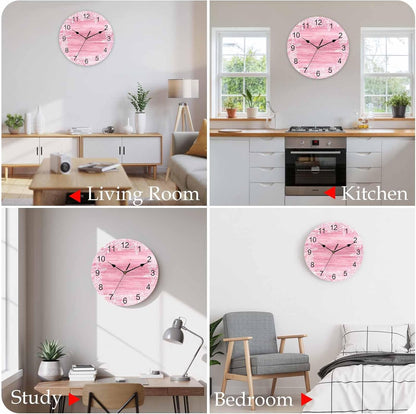Wall Clock Pink Coral Starfish Clocks PVC Silent Non-Ticking Battery Operated Decorative Summer Ocean Beach Shell Round Clock for Home Living Room Kitchen Bedroom Office School Wall Decor 10 Inch