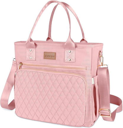 EASYA Large Women Lunch Bags for Work Insulated/Insulated Adult Lunch Box for Womens/Nylon Thermal Lunch Bag for Women/Cooler Lunch Tote Bag (Newly upgraded shimmering blush pink)