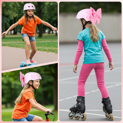Helmet for Kids 3-8-14, Kids Bike Helmet with DIY Bow, Adjustable Toddler Youth Girls Helmets for Skating Bicycle Scooter Skateboard