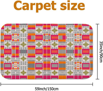 Grid Area Rug, Modern Contemporary Cross Square Spring Peach Low Pile Sponge Rectangle Floor Carpets Edge Binding Rugs for Living Room Bedroom Under Bed Apartment Decor 4' X 6'