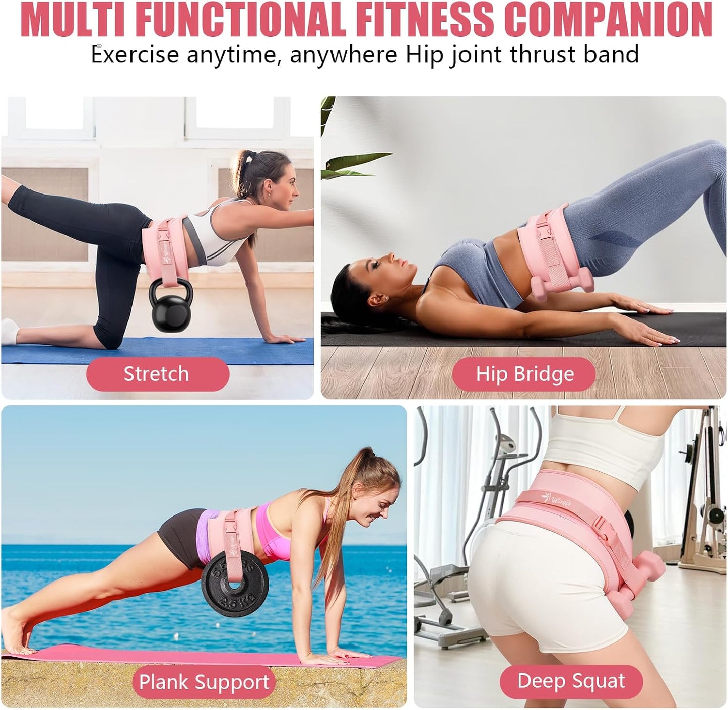 Exercise Hip Thrust Belt - Dumbbell Hip Thrust Belt, Thicken & Widen, Comfortable for Dumbbells, Kettlebells or Plates, Slip Padding, Gym or Home Workouts