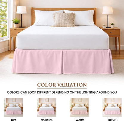 Dee's Collection Full Size Bed Skirt 13" Drop Hotel Quality Pleated Dust Ruffle with Platform Style Secure Fit, Split Corners, Wrinkle & Fade Resistant Microfiber, Tailored Classic Look, Pink