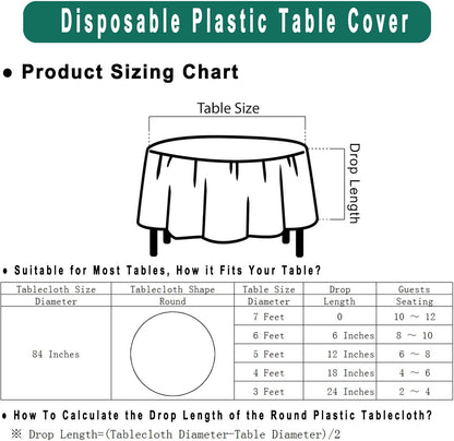 Blush Pink Plastic Tablecloths 2 Pack Light Peach Disposable Table Covers 84 Inch Circle Bridal Shower Party Tablecovers PEVA Table Cloths for Picnic Birthday Wedding Parties 6 ft Round Table Use