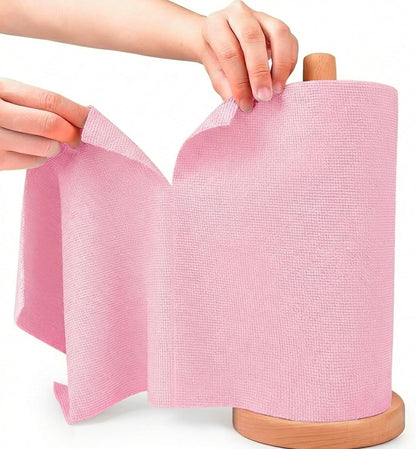 Microfiber Cleaning Cloth Roll 20 Sheets 11" x 10" Tear Away Microfiber Towel Roll Reusable Paper Towels Washable Ultra Absorbent Lint-Free Cleaning Cloths for Kitchen, Car and Home Use, Pink