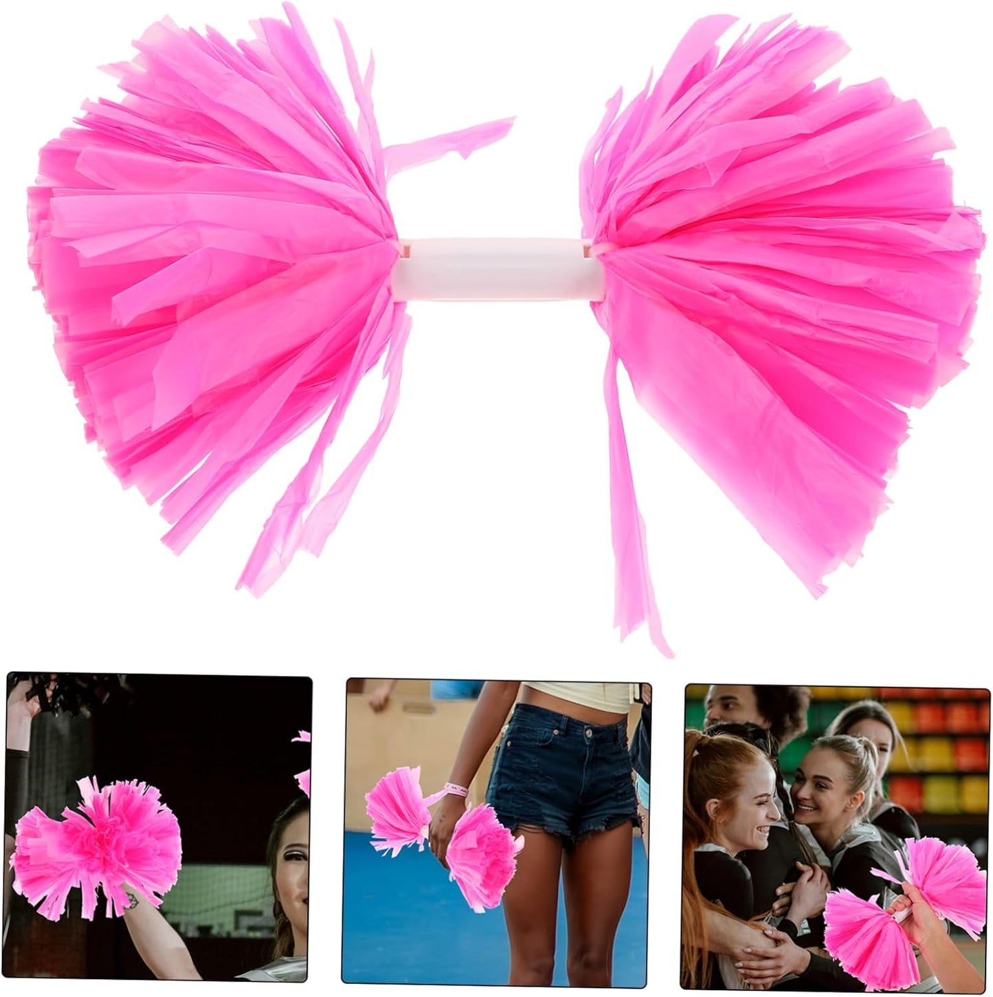 2pcs Cheerleader Pom Poms Handle Lightweight and Portable Performance Props for Team Sports Spirited Parties and Cheerleading Events Pink