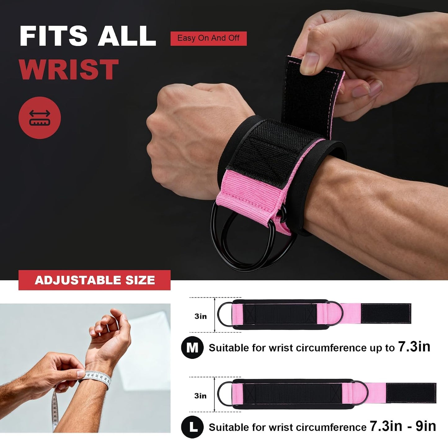 Wrist Straps for Cable Machines Wrist Cuffs for Men Woman Neoprene Padded Straps for Gym Strength Training Equipment