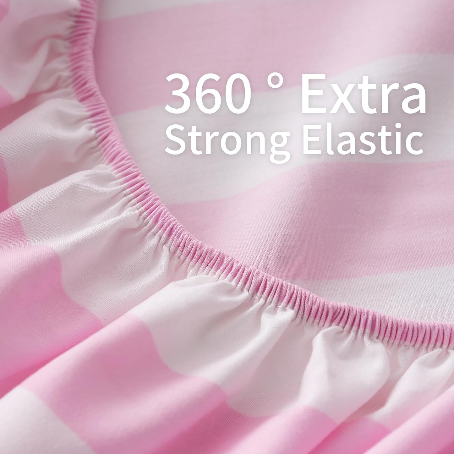 Best Season Queen Size Sheet Set 4 Piece -Pinstripe Microfiber Soft Durable Bedding Sheet Set,Deep Pocket,Stain,Fade & Wrinkle Resistant (Stripe Pink&White)