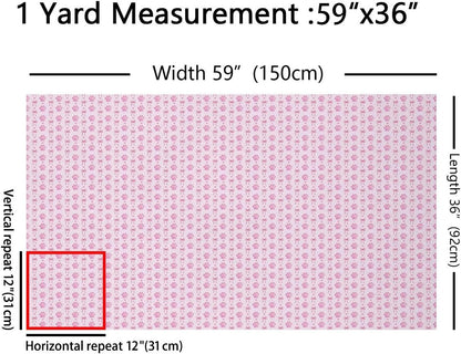 Erosebridal Girly Bow Knot Fabric By the Yard Light Pink Purple Cute Dog Paw Print Upholstery Fabric Teens Girl Coquette Ribbon Bow Decorative Fabrics Kawaii Animal Footprints DIY Art,2 Yards