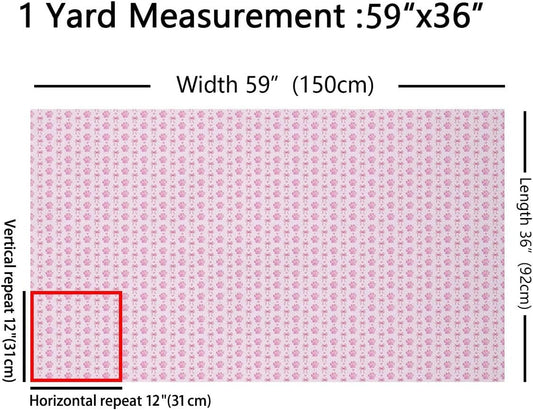 Erosebridal Girly Bow Knot Fabric By the Yard Light Pink Purple Cute Dog Paw Print Upholstery Fabric Teens Girl Coquette Ribbon Bow Decorative Fabrics Kawaii Animal Footprints DIY Art,2 Yards