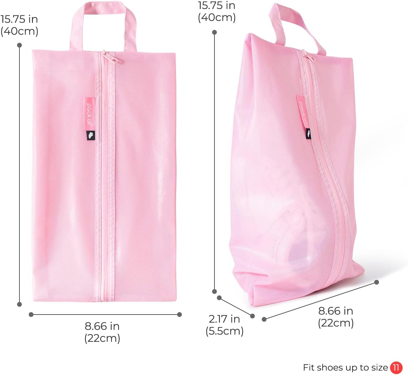 pack all Shoe Bag for Travel, Water-Resistant Shoe Pouch for Gym, Odor-Resistant Soccer Cleats Bag for Sport (Pink, 1-Pack)