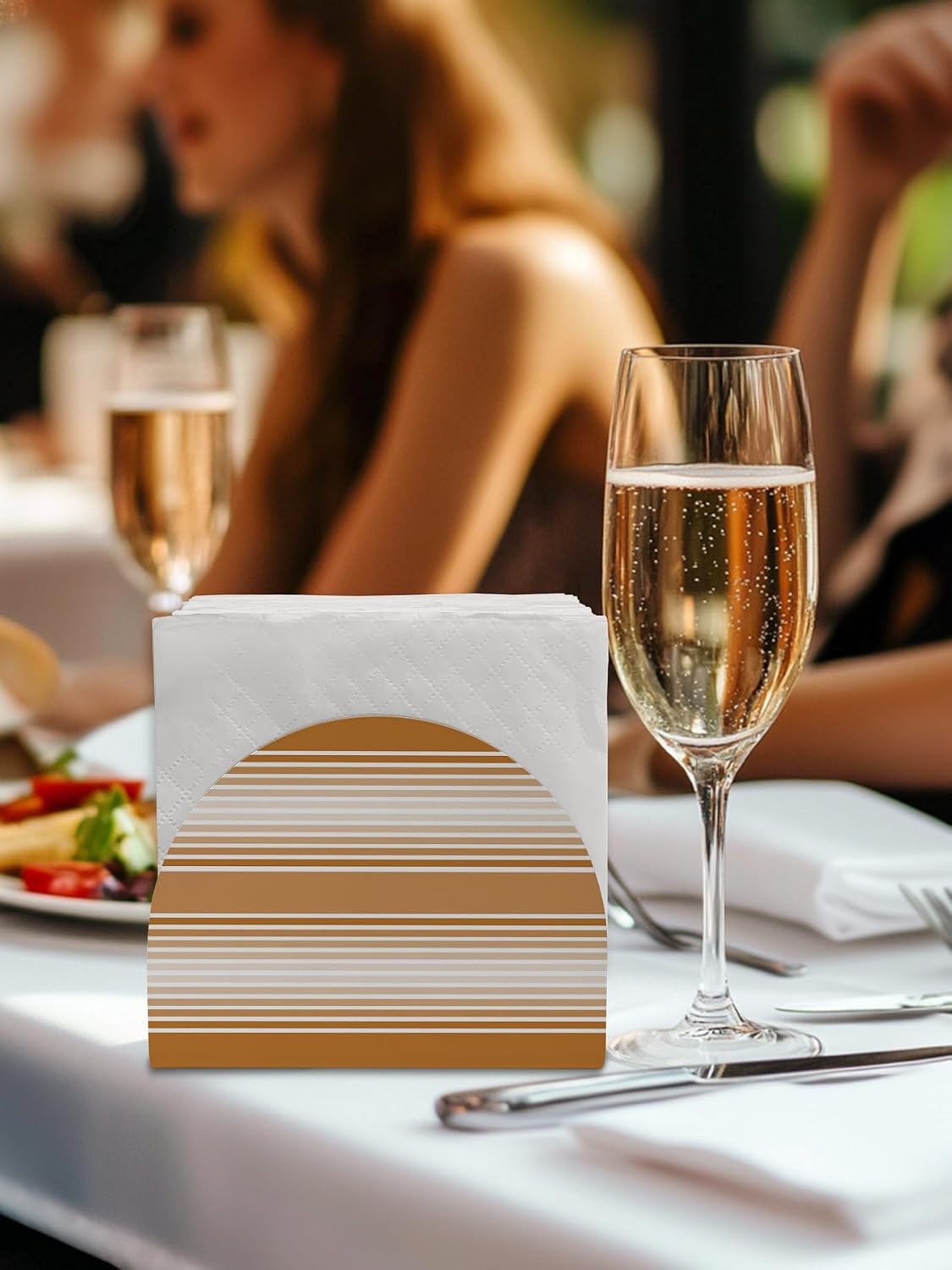 Napkin Holder Irange Striped Standing Napkin Dispenser Tissue Countertop Organizer 2 Pack Ombre Classic Stripes Lines Acrylic Paper Napkin Holders for Table Kitchen Dining Cocktail Home Party Cafe Bar