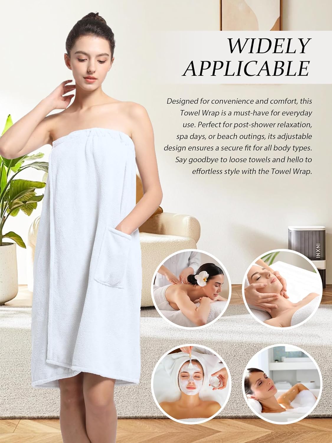 Women'S Soft Wrap Towel Full Length，Bath Robe After Shower Female Plush Long，Spa Bathrobes Lightweight With Pockets