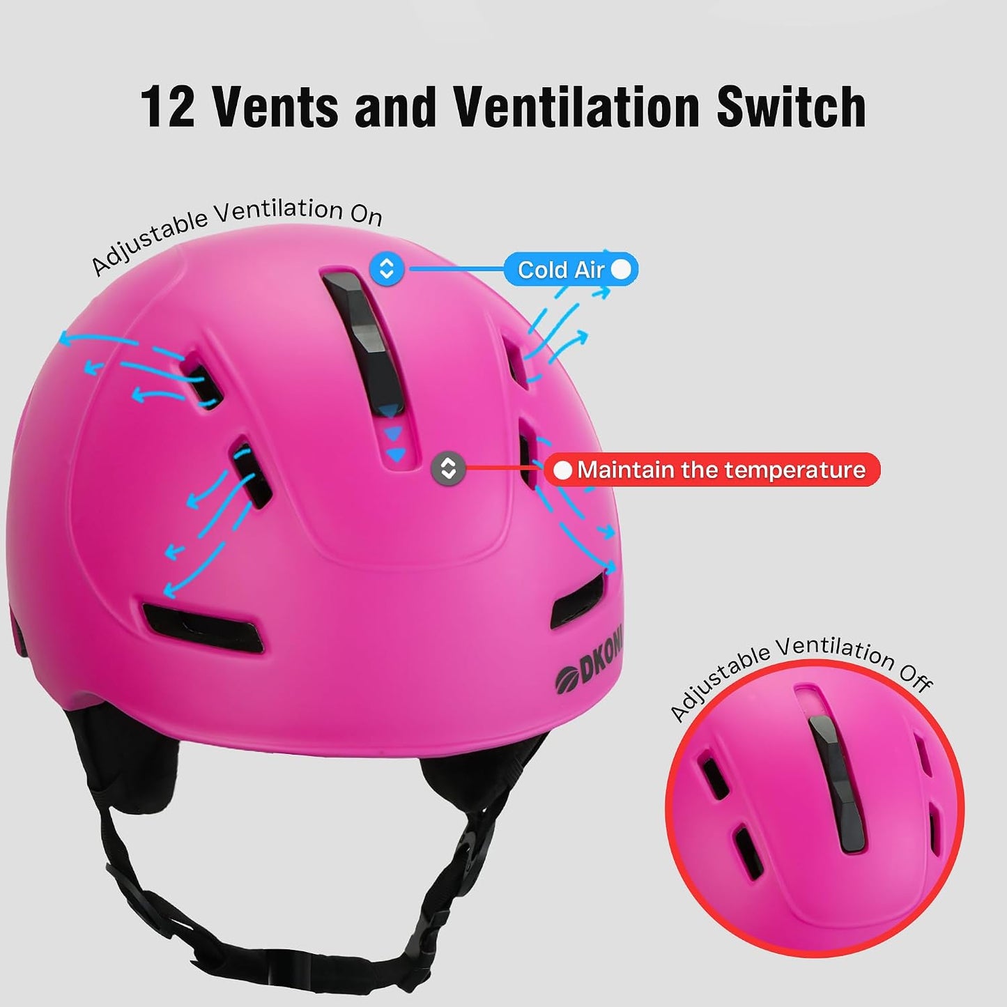 DKONI Ski Helmet for Adults Snowboard Helmet Men Women Youth Certified Snow Sports Helmet for Skiing Snowboarding