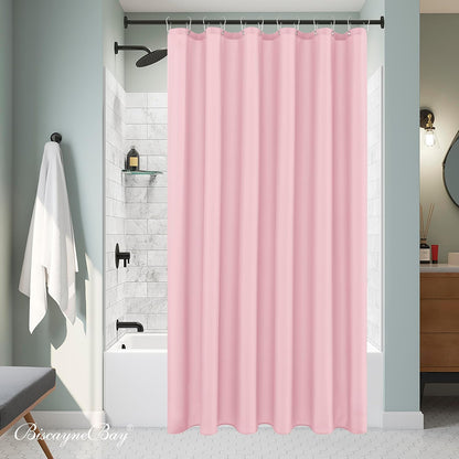 Biscaynebay Hotel Quality Fabric Shower Curtain Liners 72 Inch by 72 Inch, Pink Water Resistant Bathroom Curtains, Rust Resistant Grommets & Weighted Bottom Machine Washable