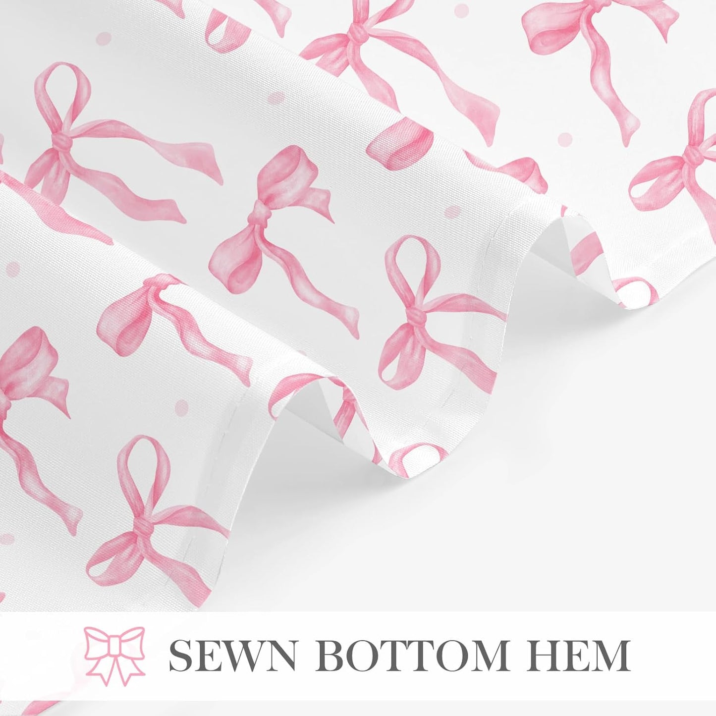 Litabel Cute Bow Shower Curtain, Pink Aesthetic Bowknot Shower Curtain for Bathroom, Modern Minimalist White Waterproof Fabric Shower Curtain Set, 72x72 Inch