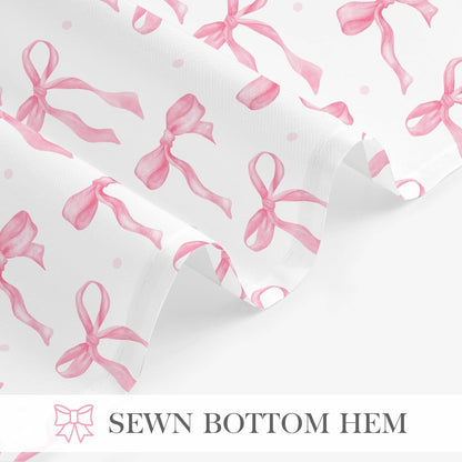 Litabel Cute Bow Shower Curtain, Pink Aesthetic Bowknot Shower Curtain for Bathroom, Modern Minimalist White Waterproof Fabric Shower Curtain Set, 72x72 Inch